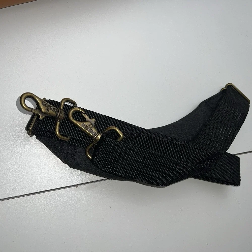 LL Bean Navy Canvas/Leather Messenger Sling Bag Embroidered 